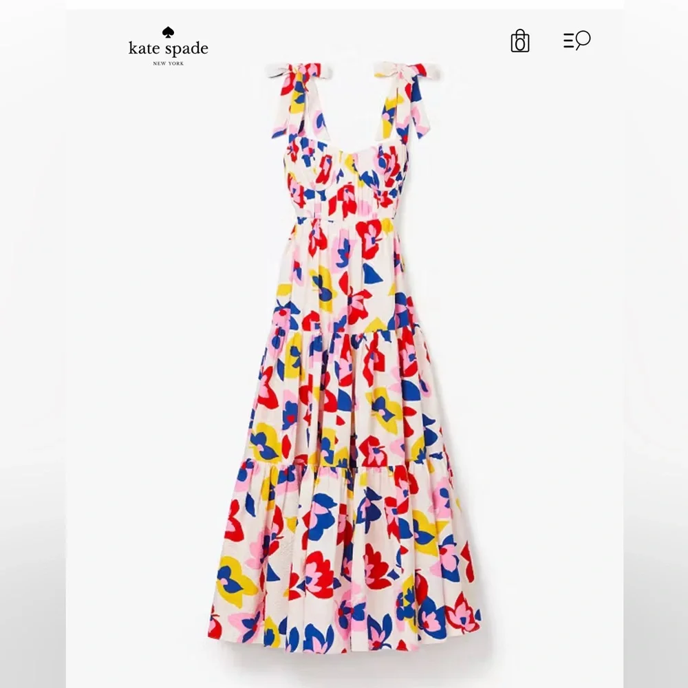 Kate Spade Summer Flowers Tiered Tie Strap Dress - Picture 6 of 15